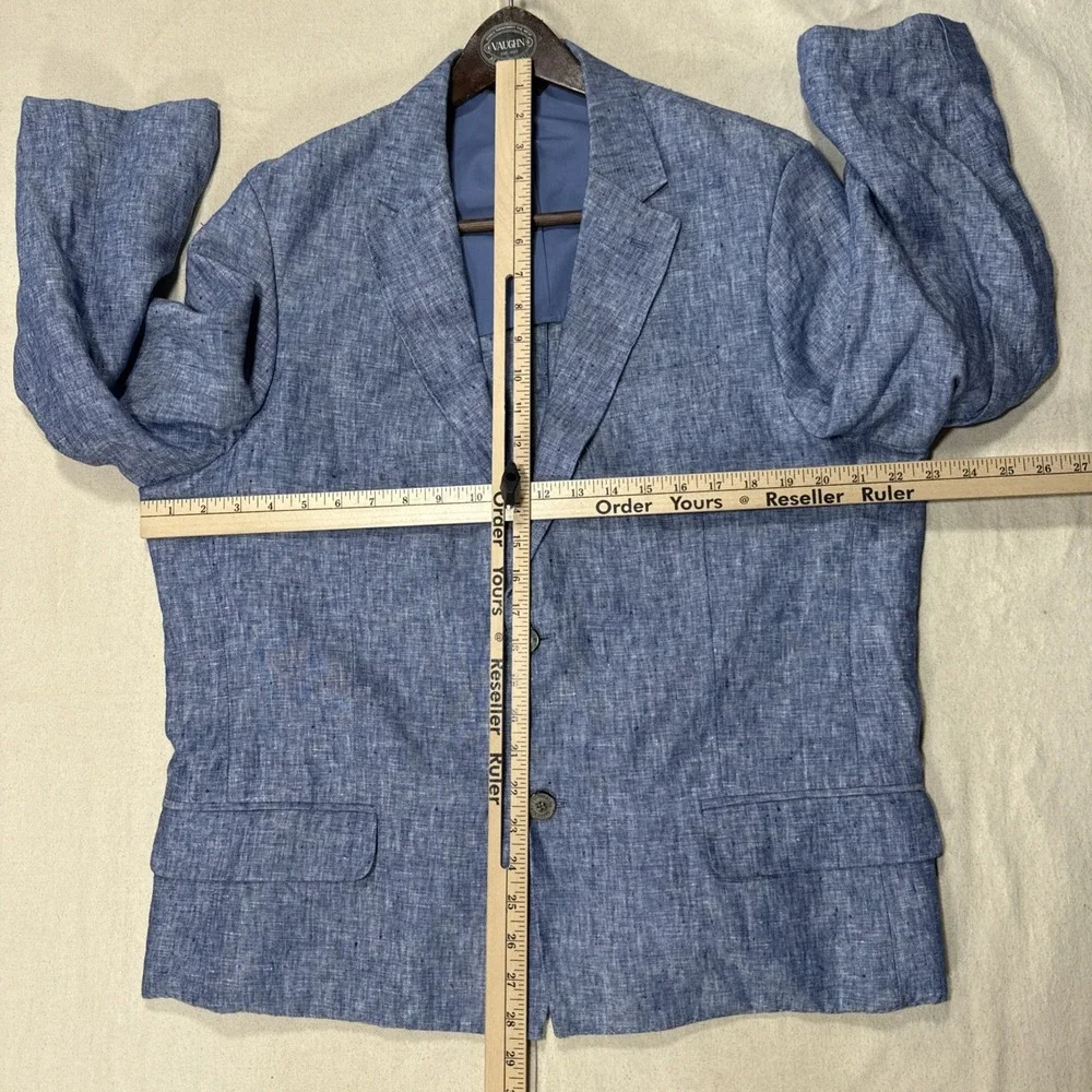 Linen Blazer Blue Tasso Elba Mens Blue Sport Coat Summer Wedding Sz Large